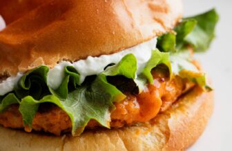Buffalo Chicken Burgers with Whipped Feta Spread R...